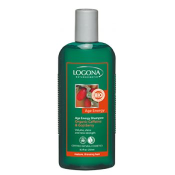Logona Natūralus šampūnas „Age Energy“ su kofeinu ir godži uogomis, silpniems bei slenkantiems plaukams, 250ml 